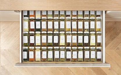 Spice Drawer Organzier,4 Tiers Bamboo Spice Rack Tray Insert for Cabinet Drawer Countertop, Kitchen
