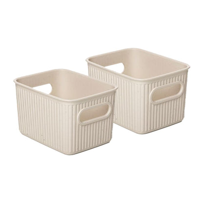 Superio Eco-Friendly Decorative Plastic Basket Open Home Storage Bins Organizer Baskets, Small (2