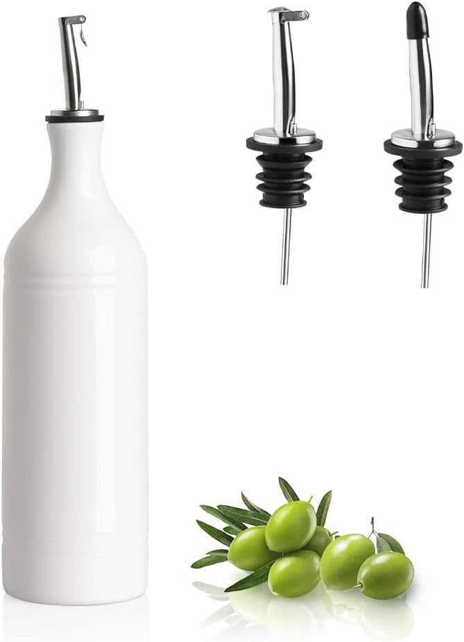 Sweejar Large Ceramic Olive Oil Dispenser Bottle, Opaque Oil Cruet Protects Oil to Reduce
