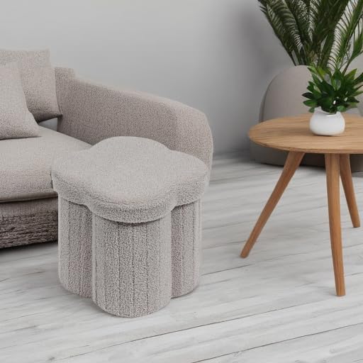B FSOBEIIALEO Storage Ottoman Cube, Flowers Shaped Ottomans with Storage Foot Stool Footrest for
