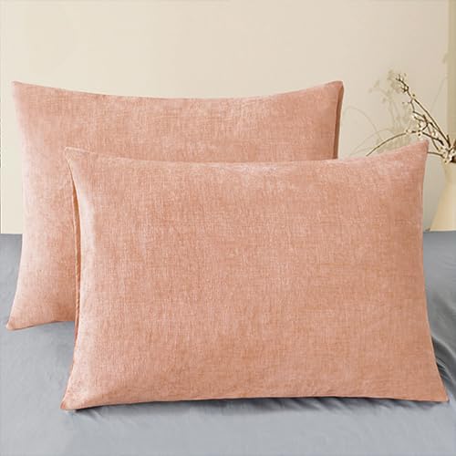 CaliTime Throw Pillow Covers Decorative 20 X 26 Inches Pack of 2 Cozy Chenille Standard Pillow