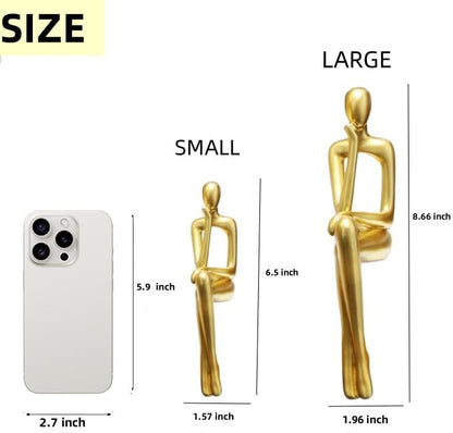 Gold Home Decor Thinker Statue Accents, Set of 3 Thinker Sculptures Office Decor Modern Abstract