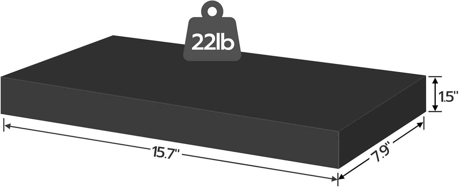 HOOBRO Floating Shelves for Wall, Wall Mounted Shelf Set of 2, 15.7" Hanging Shelf with Invisible