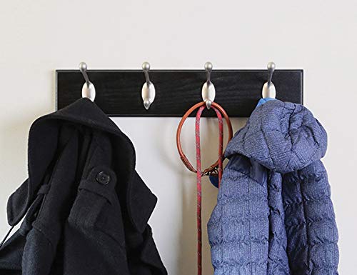 HIGH & MIGHTY 515708 Coat Rack 4 Hook Rail, Easy Tool-Free Dry Wall Installation, Holds up to