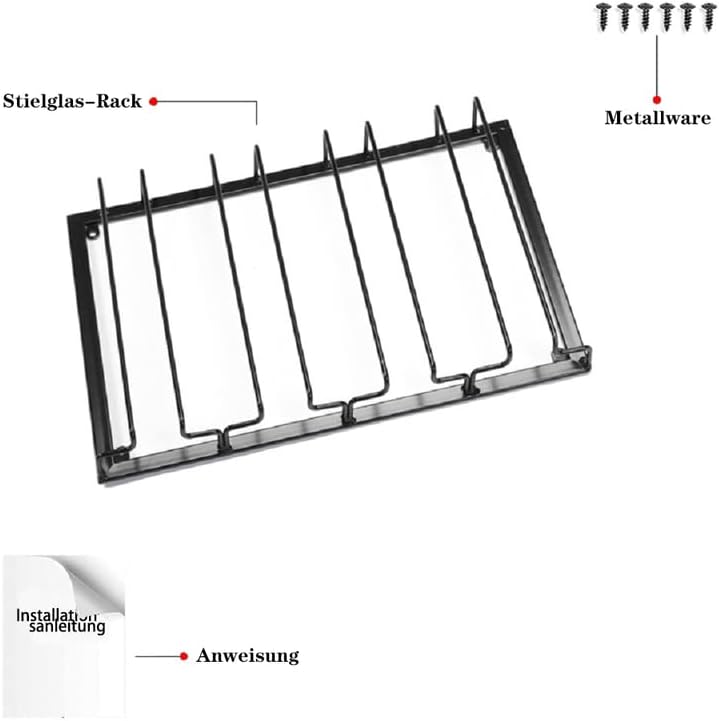 Wine Glass Rack - Under Cabinet Stemware Wine Glass Holder Glasses Storage Hanger 2 Pack Metal