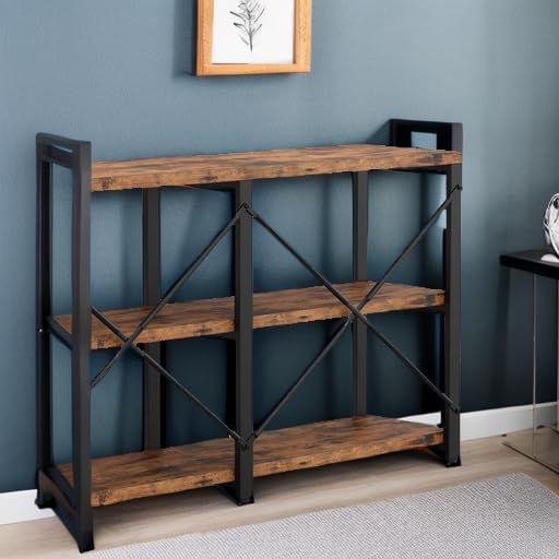 IRONCK Rustic Entryway Console Table, Long Hallway Table 55 in 3-Tier, TV Stand Entertainment