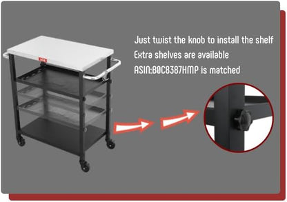 3-Shelf Grill Table,Pizza Oven Stand with Adjustable Shelf, Movable Grill Cart, for Outside,Outdoor