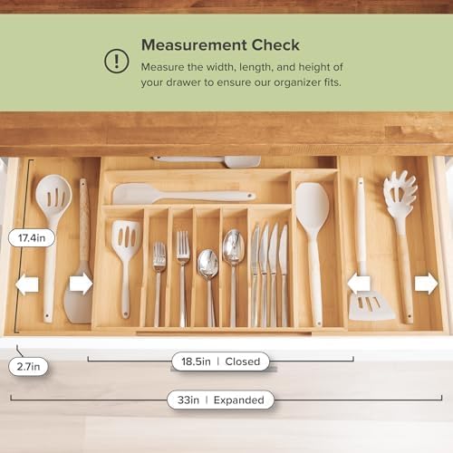 Premium Silverware, Flatware and Utensil Organizer for Kitchen Drawers, Food-Safe Contract Grade
