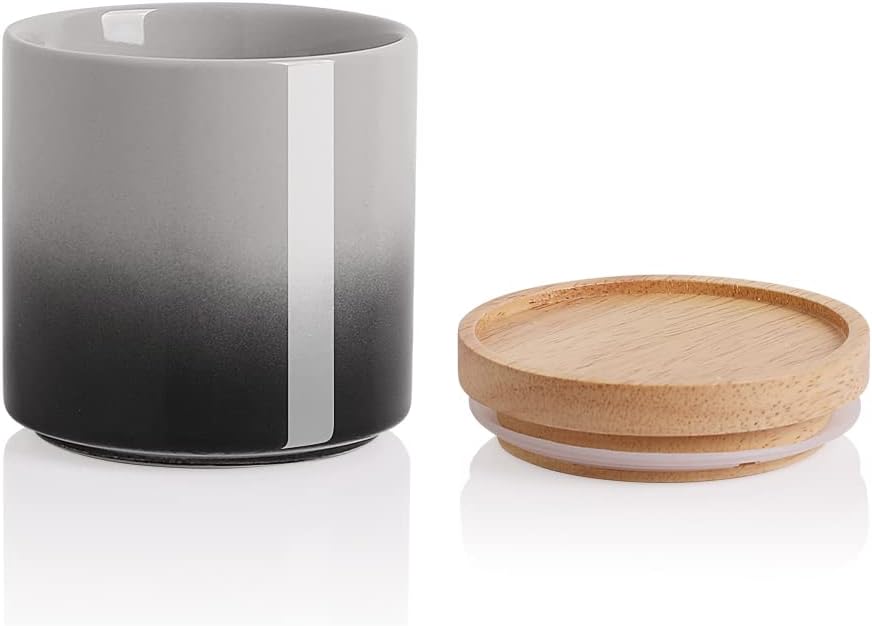 Sweejar Ceramic Food Storage Jar, Stackable Kitchen Canisters, Containers with Airtight Seal Wooden