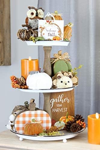 AuldHome Design Woodland Friends Figurines (Set of 3, Fox/Owl/Hedgehog); Forest Animals Decor for