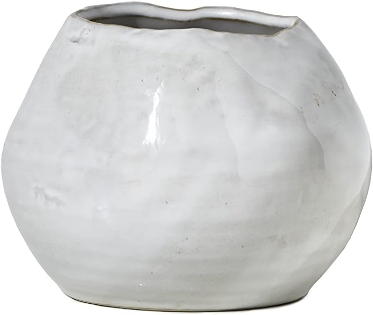 Serene Spaces Living Glazed Ceramic Fishbowl Vase- Centerpiece for Vintage Weddings, Events