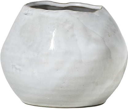 Serene Spaces Living Glazed Ceramic Fishbowl Vase- Centerpiece for Vintage Weddings, Events