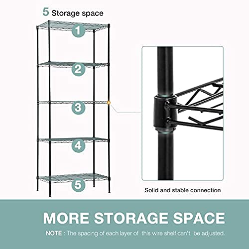 PayLessHere | 5-Tier Wire Shelf | 24"x14"x60" | Black