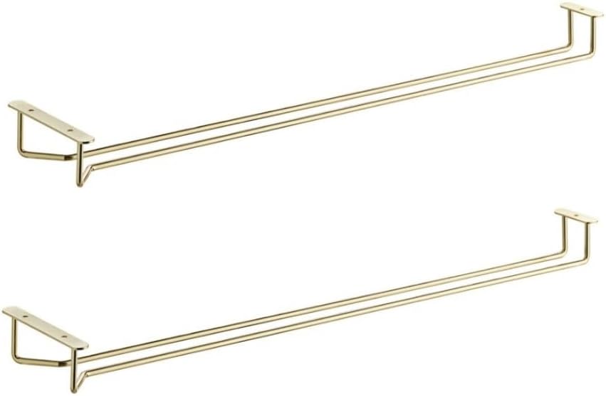 Soro Essentials- 24" Glass Hanging Stemware Rack Brass Plated Set of 2- Wine Glass Hangers Under