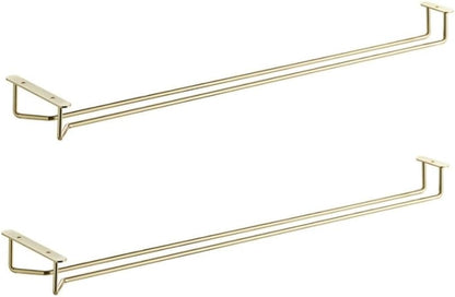 Soro Essentials- 24" Glass Hanging Stemware Rack Brass Plated Set of 2- Wine Glass Hangers Under