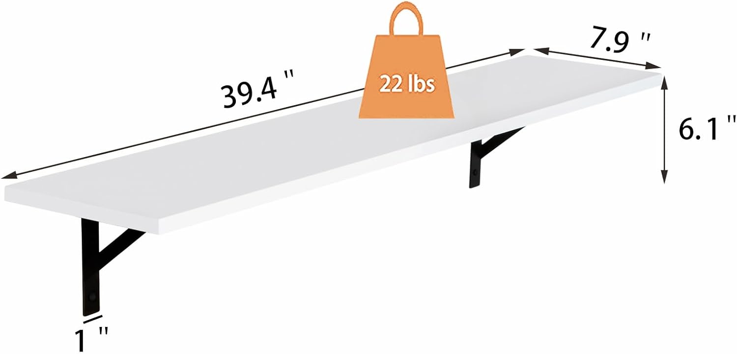 DINZI LVJ Long Wall Shelves, 39.4Inch Wall Mounted Shelves Set of 2, Easy-to-Install, Wall Storage