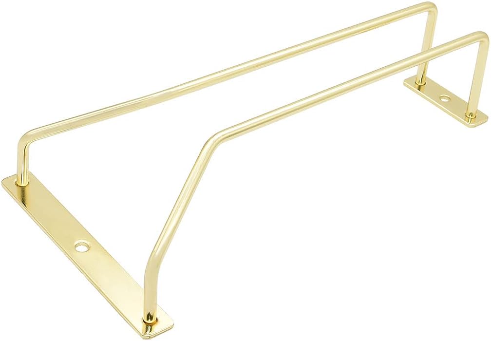 8.8-Inch Gold Wine Glass Rack, Under Cabinet Wine Glass Holder Stainless Steel Stemware Rack