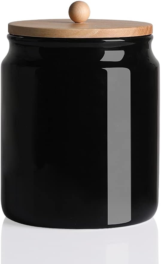 Sweejar Ceramic Kitchen Canisters, 58 FLOZ Porcelain Food Storage Jar with Airtight Seal Wooden
