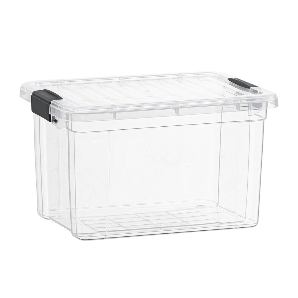 Superio Deep Storage Organizer Bin with Lid X-Deep Small Clear Storage Box with Latch for Home