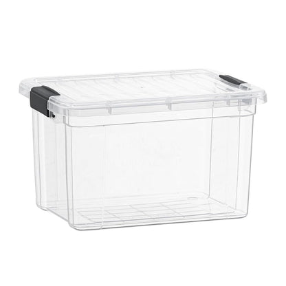 Superio Deep Storage Organizer Bin with Lid X-Deep Small Clear Storage Box with Latch for Home