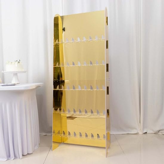 Tableclothsfactory Gold Mirror Finish 5-Tier Wine Glass Stemware Rack, 40 Champagne Flute Holder