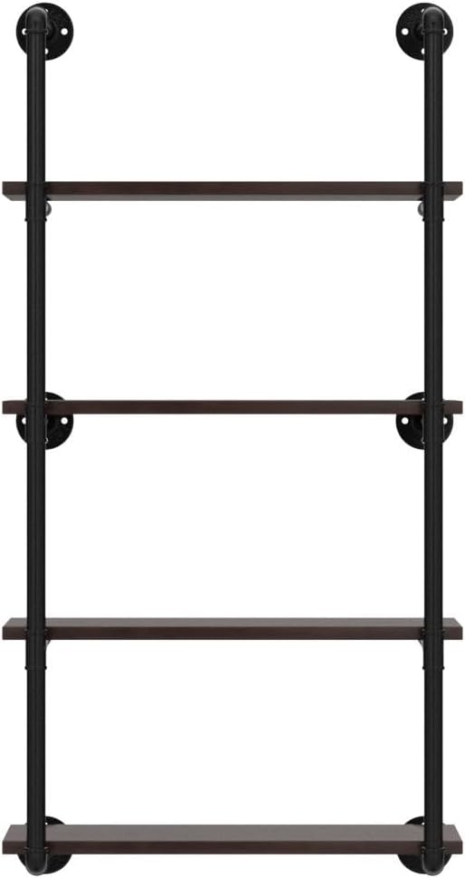 Industrial Pipe Shelving Wall Mounted,24in Rustic Metal Floating Shelves,Steampunk Real Wood Book