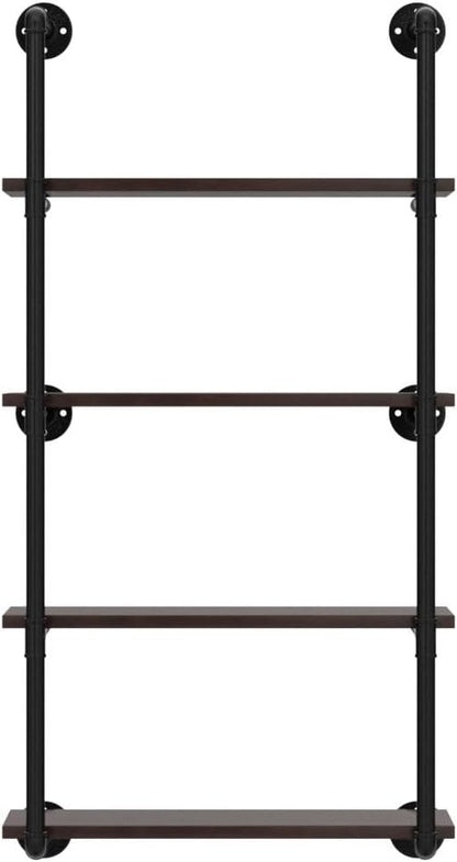 Industrial Pipe Shelving Wall Mounted,24in Rustic Metal Floating Shelves,Steampunk Real Wood Book