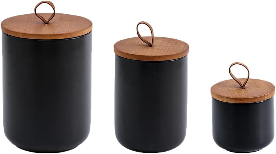 YYW Kitchen Canister Set for Countertop Set of 3, 9/28/45 oz Ceramic Food Storage Containers with