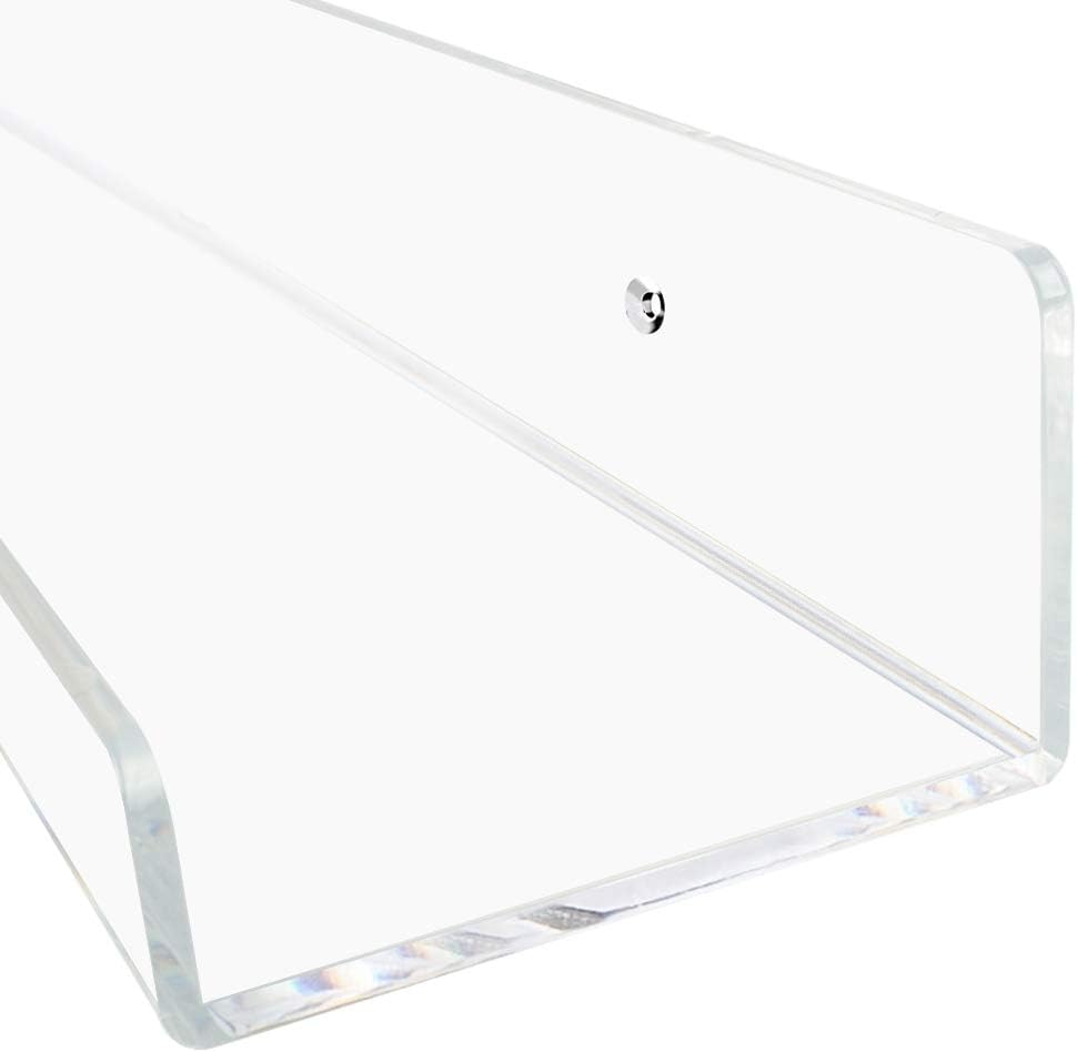 Weiai Clear Acrylic Floating Shelves 24 inches, Wall Bookshelf for Kids, Transparent Book Shelf