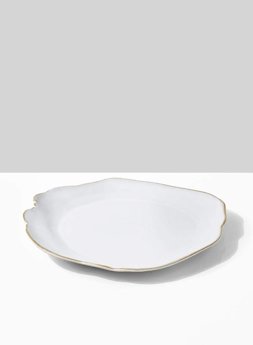 Serene Spaces Living Set of 2 Medium Free-Form Edge Glazed Ceramic Plate- Dinnerware for Vintage