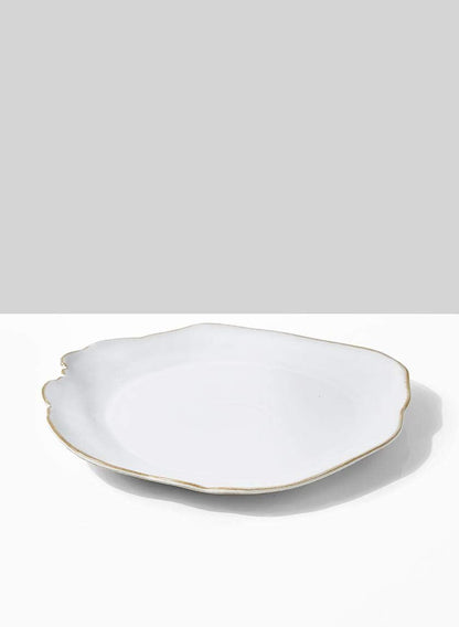 Serene Spaces Living Set of 2 Medium Free-Form Edge Glazed Ceramic Plate- Dinnerware for Vintage