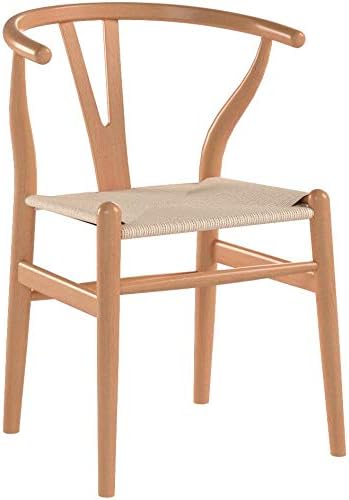 POLY & BARK Weave Dining Chairs – Mid-Century Modern Wishbone Dining Chairs with Arms, Solid Wood