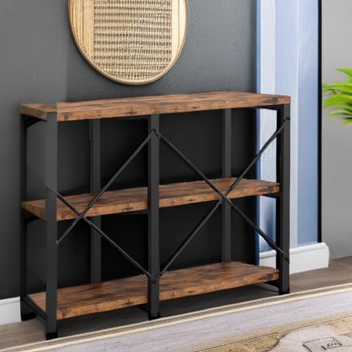 IRONCK Rustic Entryway Console Table, Long Hallway Table 47 in 3-Tier, TV Stand Entertainment