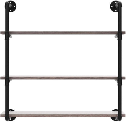 Industrial Pipe Shelving Wall Mounted,36in Rustic Metal Floating Shelves,Steampunk Real Wood Book