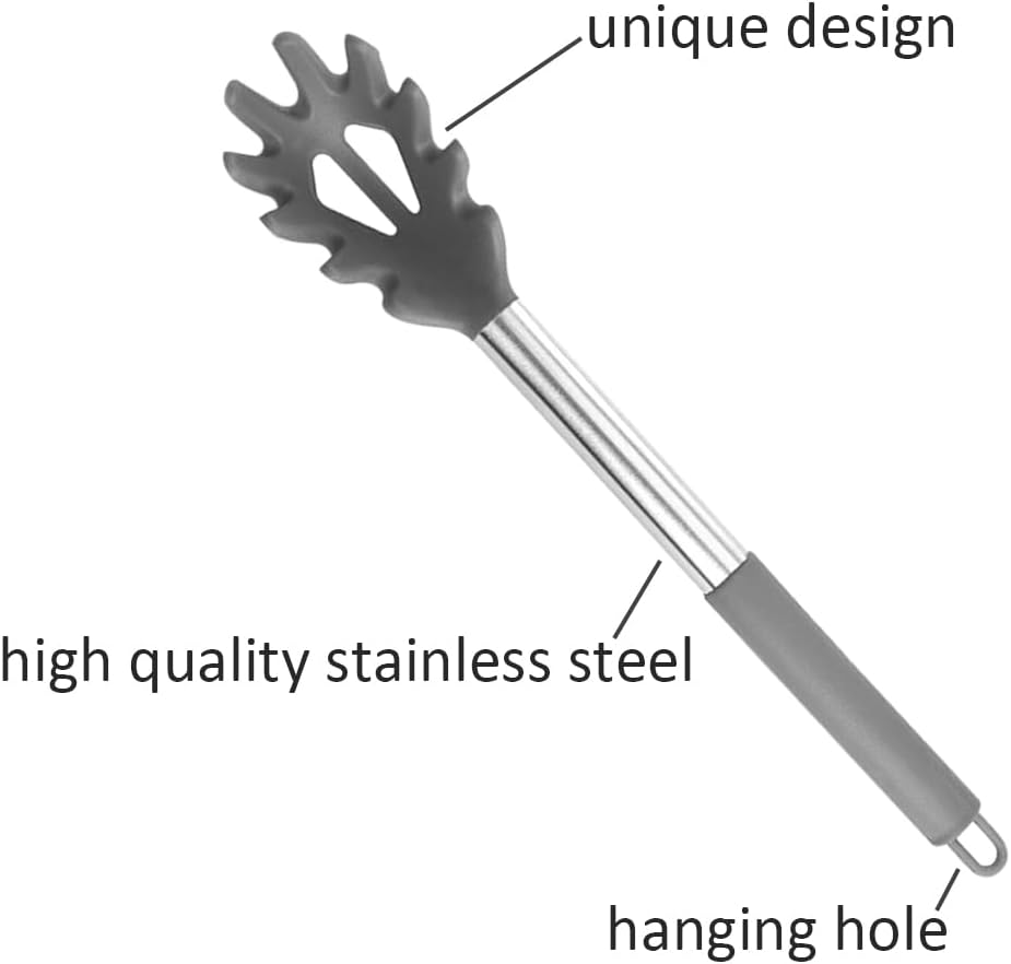 Silicone Pasta Fork, Spaghetti Server, Professional Pasta Server Spoon Heat Resistant Noodle Spoon