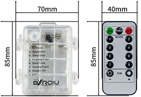 2 x Fairy Lights Battery Operated, Silver Wire Chains 8 Mode 5M 50 LEDs Timer String Lights with