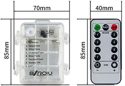 2 x Fairy Lights Battery Operated, Silver Wire Chains 8 Mode 5M 50 LEDs Timer String Lights with