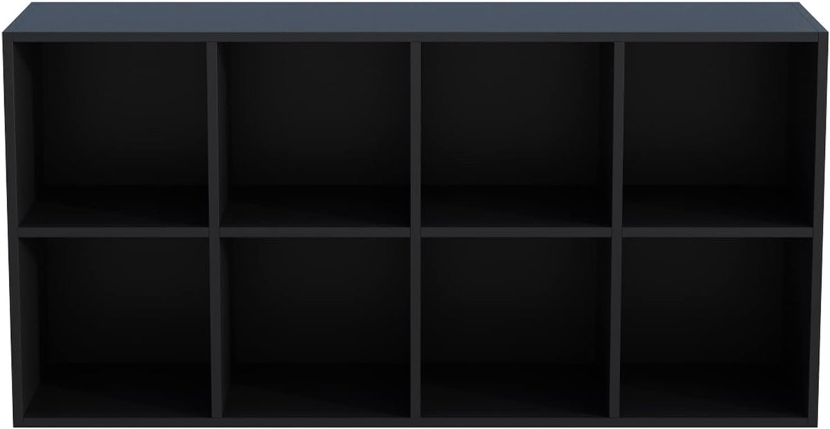 8-Cube Storage Shelf Bookcase - Wooden 4-Tier Floor Standing Open Bookshelf, Modern TV Stand up to