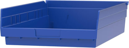 Akro-Mils 30178 Heavy Duty Plastic Shelf Bins, 18"x 11"x 4", Blue, 12-Pk