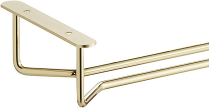 Soro Essentials- 24" Glass Hanging Stemware Rack Brass Plated Set of 2- Wine Glass Hangers Under
