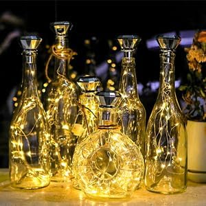 Upgraded 12 Pack Diamond Solar Wine Bottle Lights, 20 LEDs Waterproof Copper Light, Bottle Light