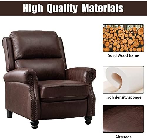 CANMOV Pushback Recliner Chair Faux Leather Armchair Push Back Recliner with Rivet Decoration