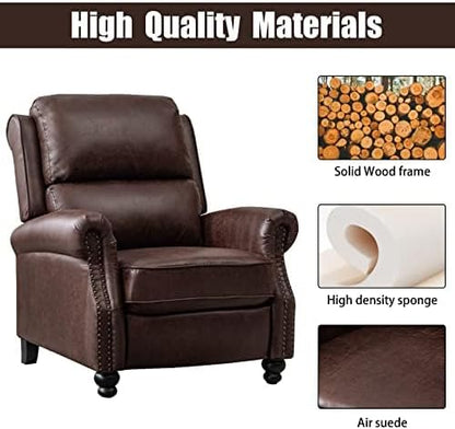 CANMOV Pushback Recliner Chair Faux Leather Armchair Push Back Recliner with Rivet Decoration