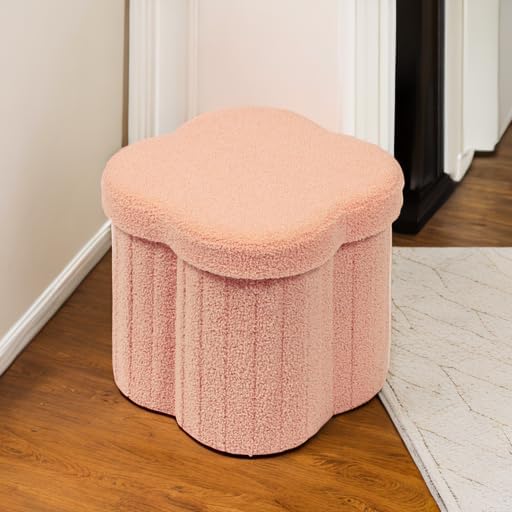 B FSOBEIIALEO Storage Ottoman Cube, Flowers Shaped Ottomans with Storage Foot Stool Footrest for