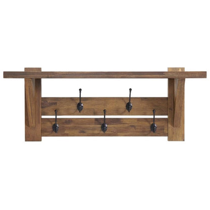 Alaterre Bethel Rustic Solid Wood Bench & Wall Mounted Coat Rack, Natural