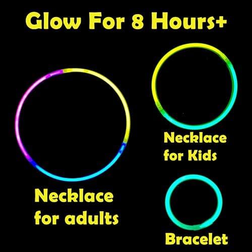 GiftExpress Glow Sticks 300 Pack - 8" Assorted Neon Color Glow In The Dark Glowsticks - Bulk Light