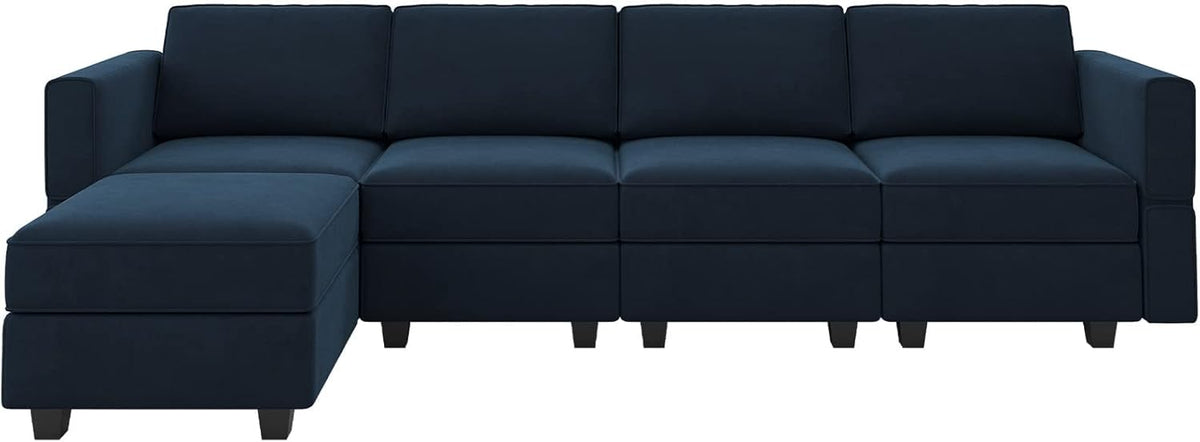 Belffin Modular Sectional Sofa Couch with Reversible Chaise Velvet L Shaped Storage 4-seat