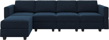 Belffin Modular Sectional Sofa Couch with Reversible Chaise Velvet L Shaped Storage 4-seat