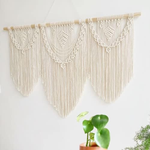 guzhiou large macrame wall hanging - Boho Tapestry Macrame Wall Decor Art- Chic Bohemian Handmade