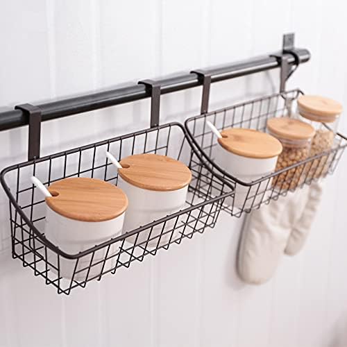 Wire Storage Basket No Drilling Wall Hanging Baskets with Adhesive for Kitchen, Bathroom, Bedroom